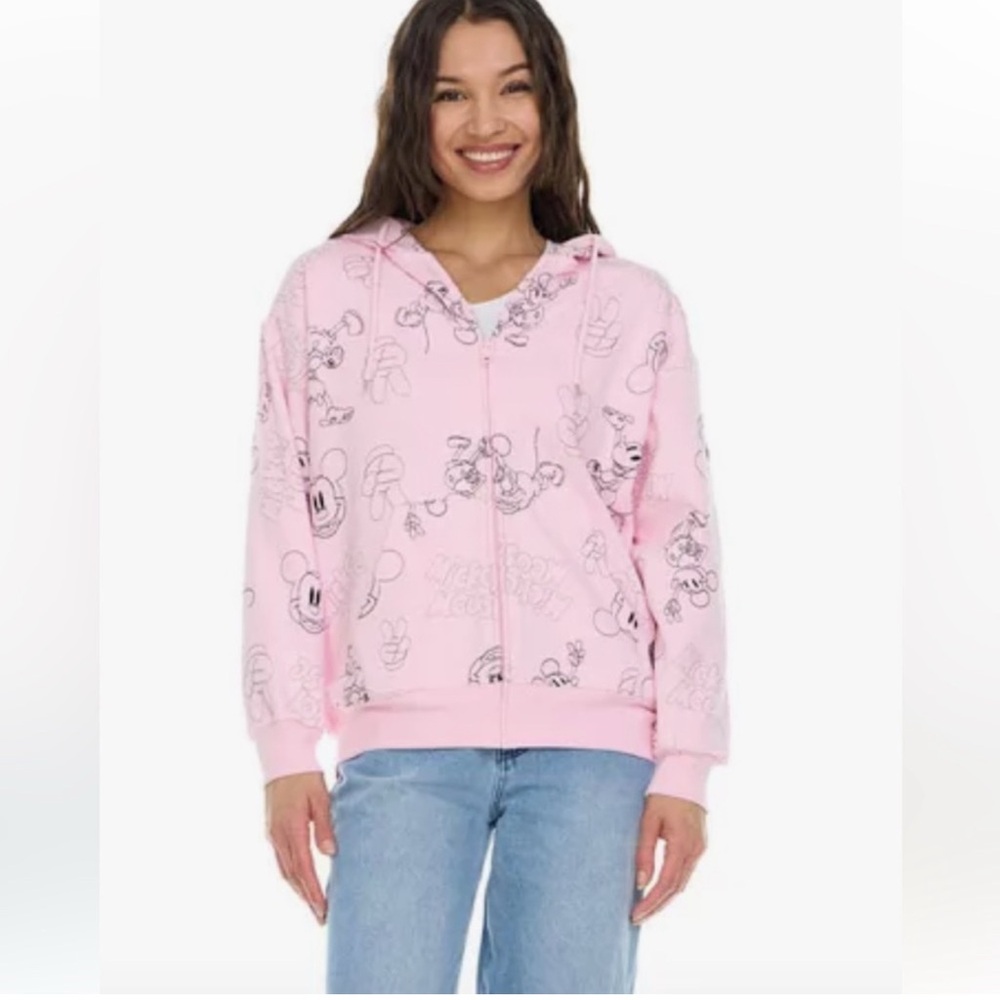 NWT- Disney Mickey zippered pink hoodie